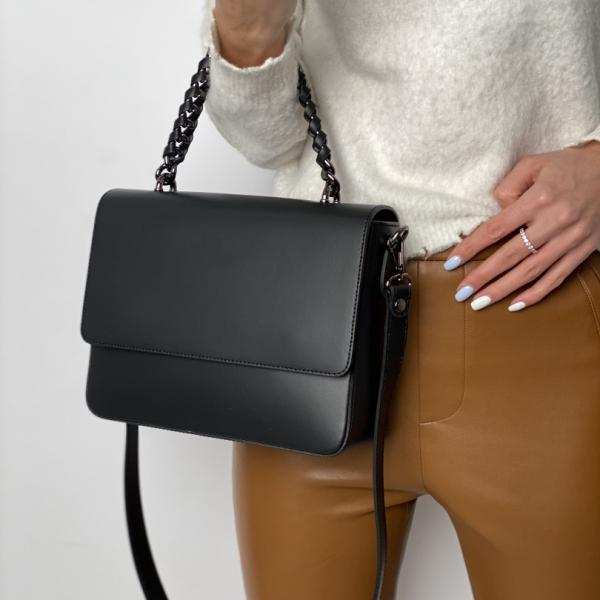 Сумка женская черная кожаная FM0798A