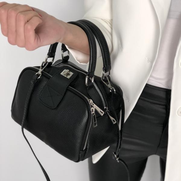 Сумка жіноча чорна шкіряна FM0838B