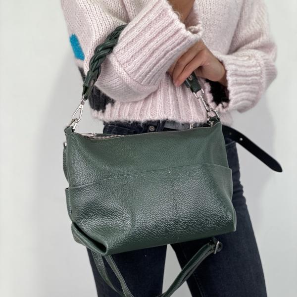 Сумка женская кожаная изумрудная FM1036B