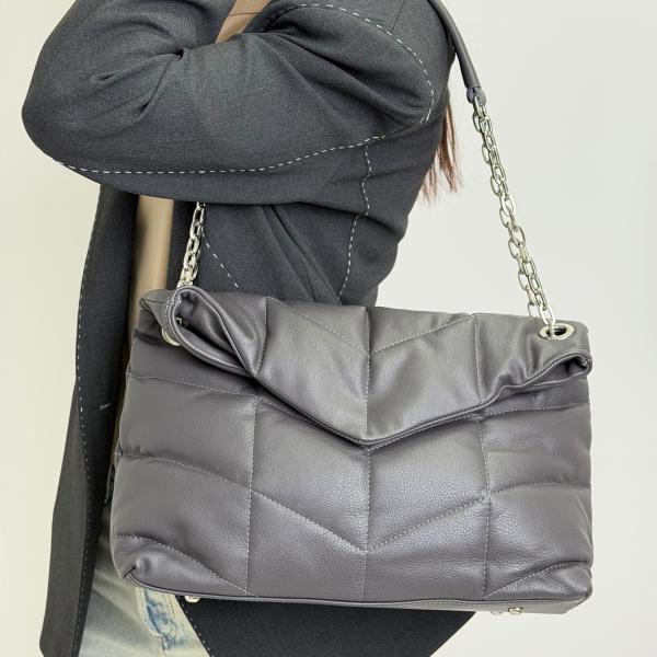 Сумка женская кожаная графит FM1073F