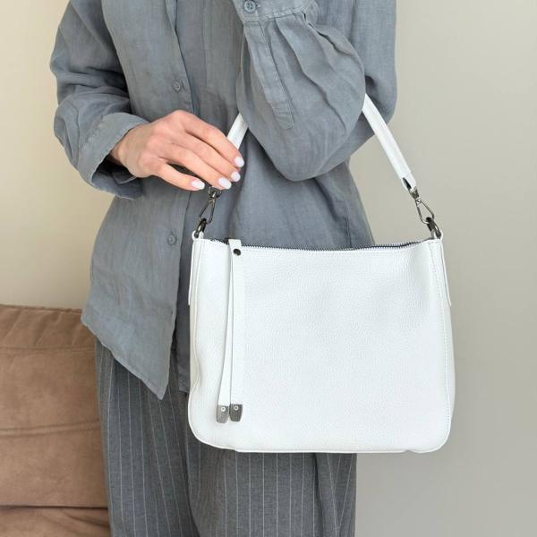 Сумка женская кожаная белая FM1118B