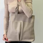 Сумка женская кожаная бежевая FM1182A