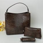 Набір жіночий шкіряний шоколадний FM1187F