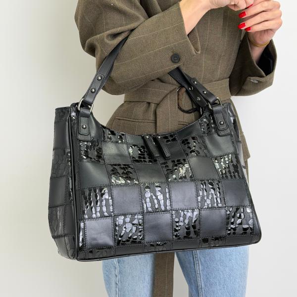 Сумка жіноча шкіряна чорна FM1270J