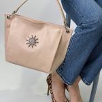 Сумка женская кожаная пудровая FM1271B