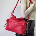 Сумка женская кожаная красная FM1234D