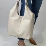 Сумка жіноча шкіряна молочна FM1280E