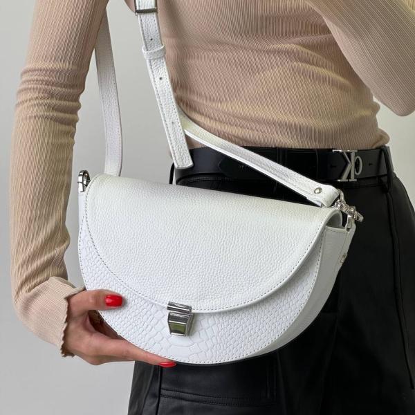 Сумка женская кожаная белая FM1301C