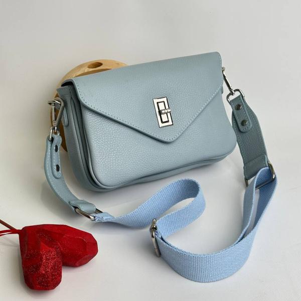 Сумка женская кожаная голубая FM1312B