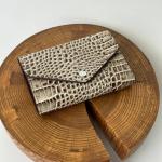 Гаманець жіночий шкіряний тауп з принтом FM1316C