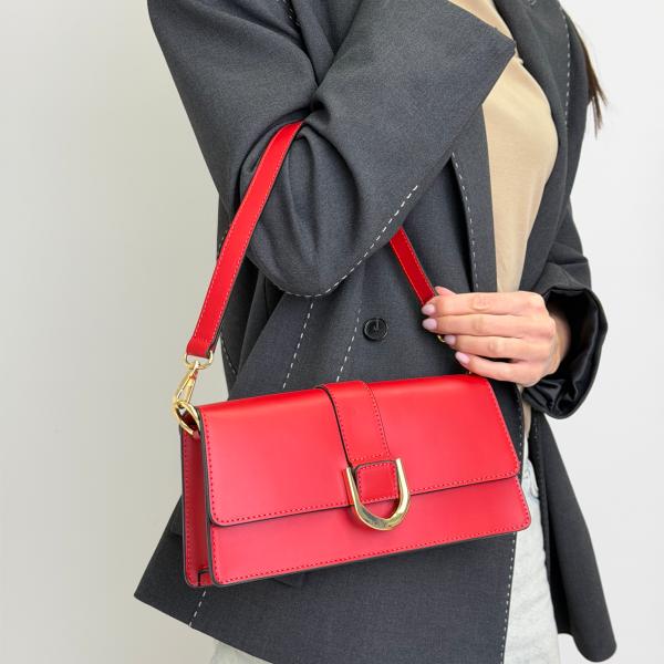 Сумка женская кожаная красная FM1320A