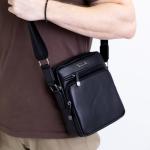 Чоловіча шкіряна чорна сумка FM1396A