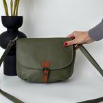 Сумка женская кожаная оливковая FM1412C