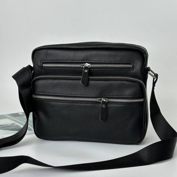Чоловіча шкіряна чорна сумка FM1455A
