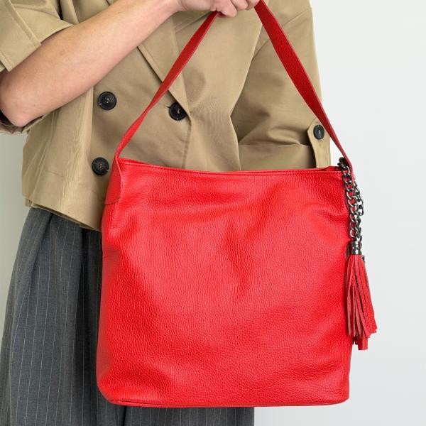 Сумка жіноча шкіряна червона FM1001F