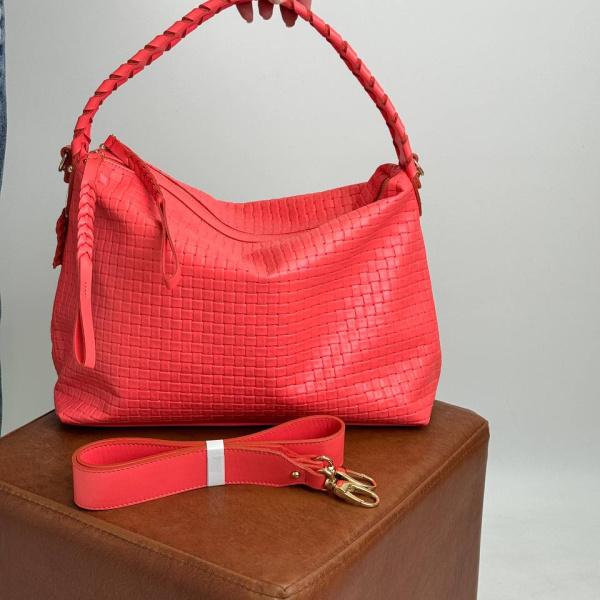 Сумка женская кожаная коралловая FM1371C