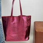 Кожаная сумка женская малиновая FM1483A