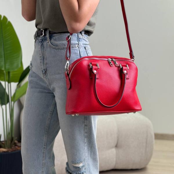 Сумка женская кожаная красная FM1509A