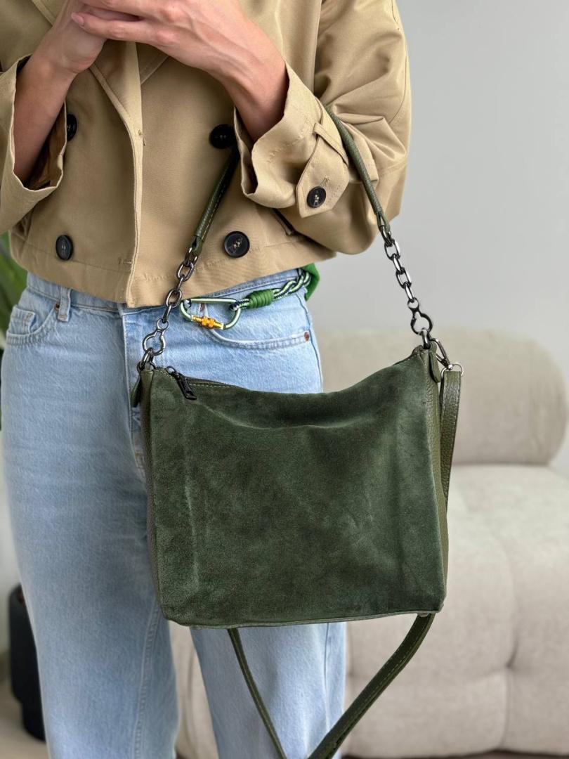 Сумка женская кожаная оливковая FM1315F