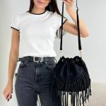 Сумка женская кожаная черная FM1572C