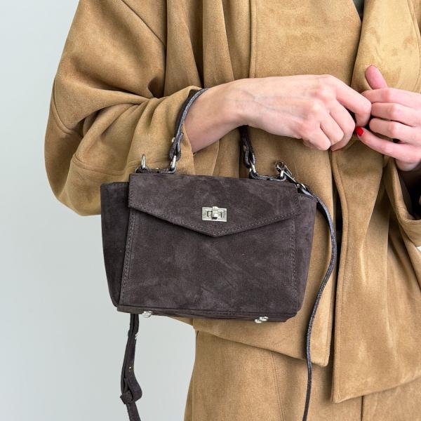 Сумка женская кожаная шоколадная FM1101AB