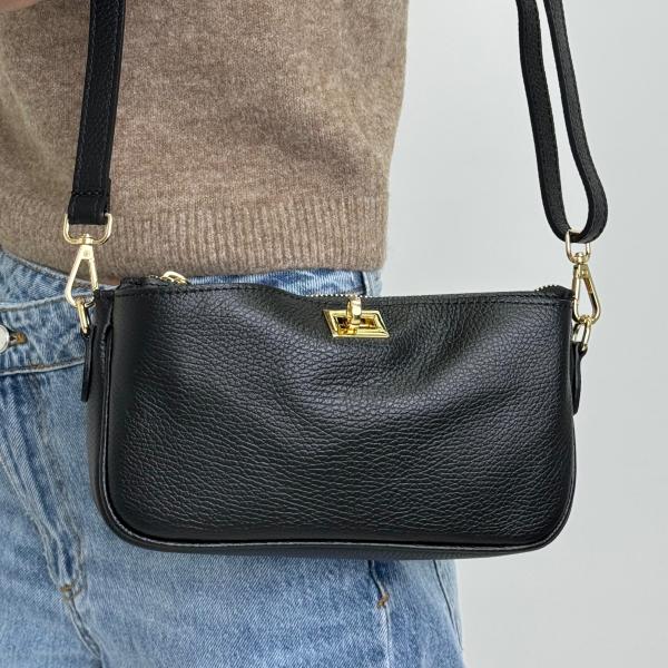 Сумка женская кожаная черная FM1652A