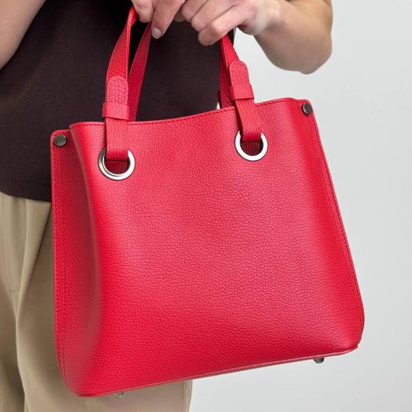 Сумка женская кожаная красная FM1519O