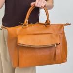 Сумка женская кожаная карамельная FM1372F