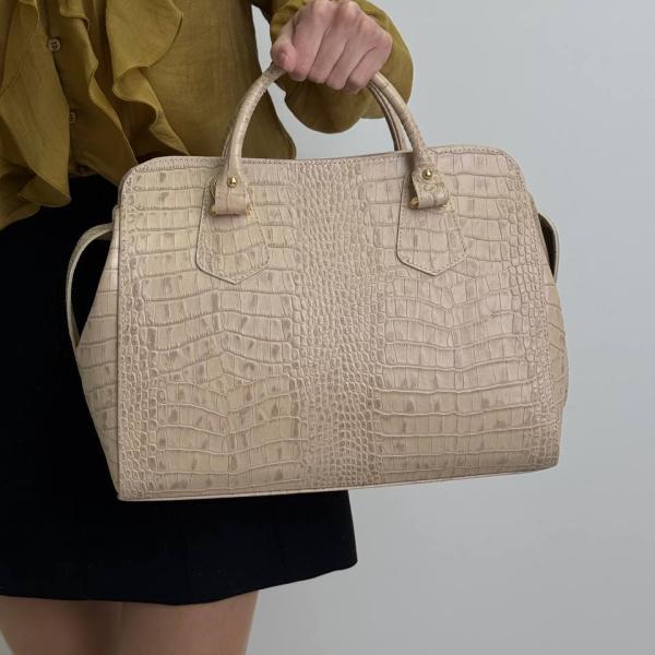 Сумка женская кожаная бежевая FM1664A