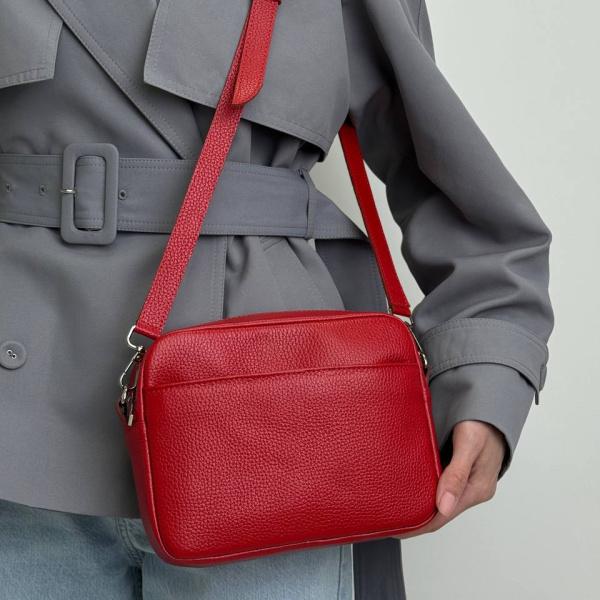 Сумка женская кожаная красная FM1667A