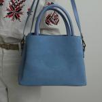 Сумка женская кожаная голубая FM1596G