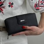 Кошелек женский кожаный черный FM1028E