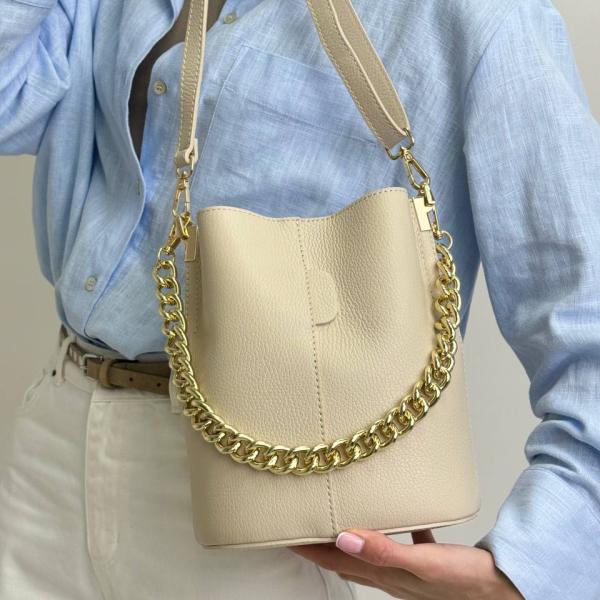 Сумка жіноча шкіряна молочна FM1457G