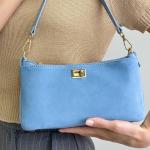Сумка женская кожаная голубая FM1706D