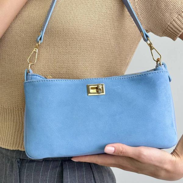 Сумка жіноча шкіряна блакитна FM1706D