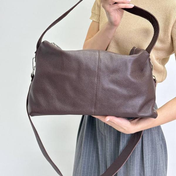 Сумка женская кожаная шоколадная FM1612E