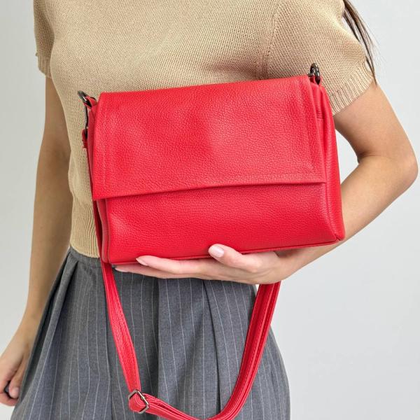 Сумка женская кожаная красная FM1709D