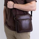 Сумка чоловіча шкіряна шоколадна FM1715A