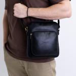 Сумка чоловіча шкіряна чорна FM1715B