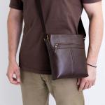Сумка чоловіча шкіряна шоколадна FM1716A