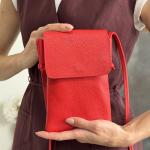 Сумка женская кожаная красная FM1549C