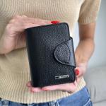 Женский кошелек кожаный черный FM1196E