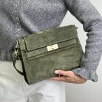 Сумка женская кожаная оливковая FM1751B