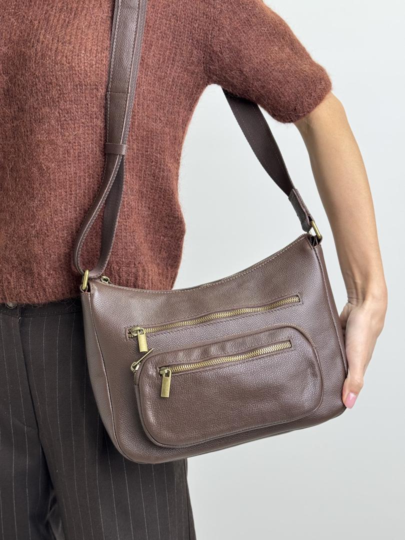 Сумка женская кожаная шоколадная FM1728E