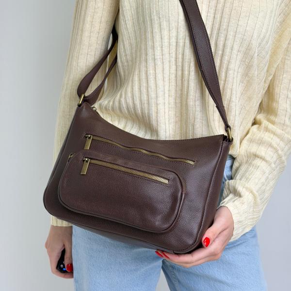 Сумка женская кожаная шоколадная FM1728E