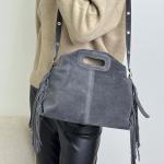 Сумка жіноча шкіряна сіра FM1766B