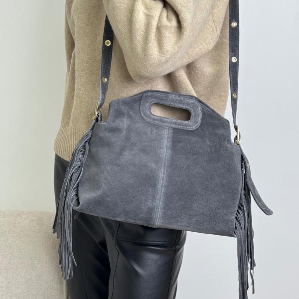 Сумка женская кожаная серая FM1766B