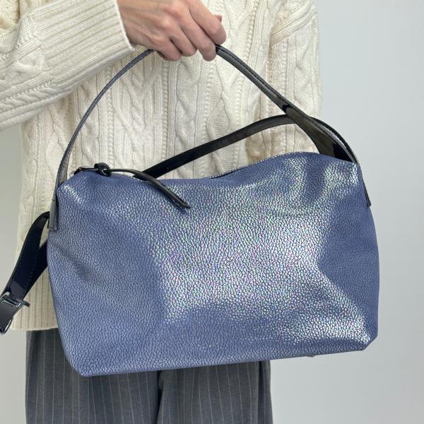 Сумка женская кожаная синяя FM1370D