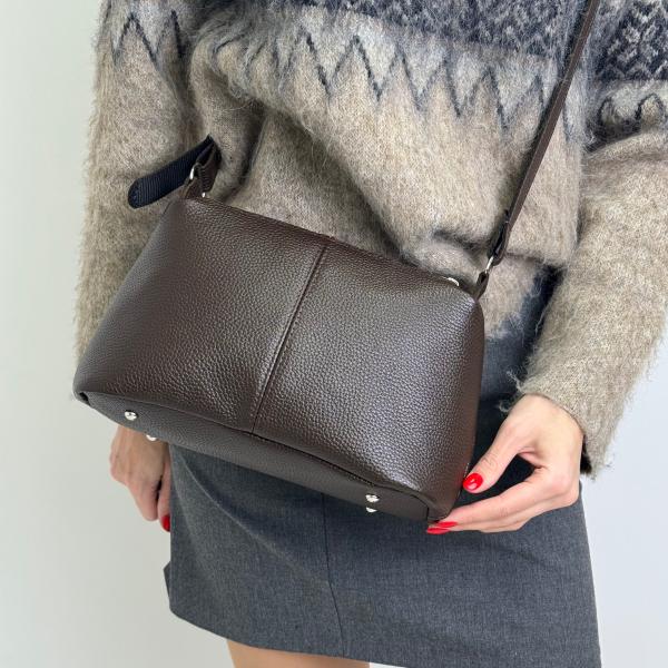 Сумка женская кожаная шоколадная FM1772A