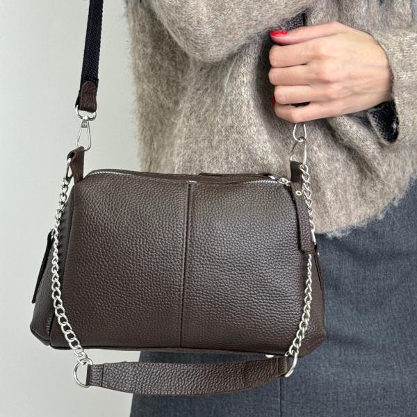 Сумка жіноча шкіряна шоколадна FM1776A